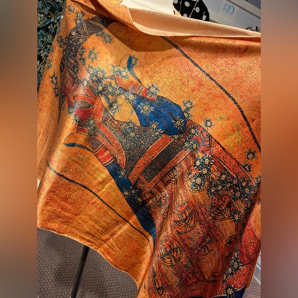 Luxury silk scarf 64 inch long, 25 1/2 inch wide.